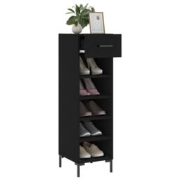 Berkfield Home Shoe Cabinet Black 30x35x105 cm Engineered Wood - Size: 30 x 35 x 105 cm - thumbnail 4