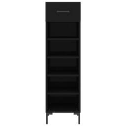 Berkfield Home Shoe Cabinet Black 30x35x105 cm Engineered Wood - Size: 30 x 35 x 105 cm - thumbnail 6