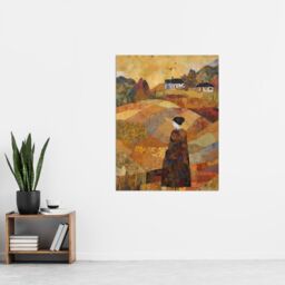 "Artery8 Our Harvest Fields By Jenny Adamson Autumn Farm Klimt Warm Orange Ochre Pastel Shades Extra Large XL Wall Art Poster Print - Size: W24"" x H32""" - thumbnail 4