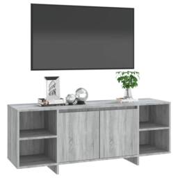 Berkfield Home TV Cabinet Grey Sonoma 130x35x50 cm Engineered Wood - Size: 130 x 35 x 50 cm - thumbnail 4