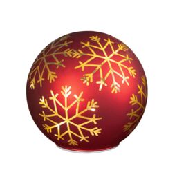 Samuel Alexander 15cm Battery Operated Light up Snowflake Glass Ball in Red with Warm White LEDs - thumbnail 7