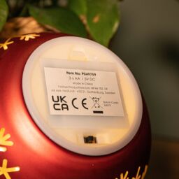 Samuel Alexander 15cm Battery Operated Light up Snowflake Glass Ball in Red with Warm White LEDs - thumbnail 6