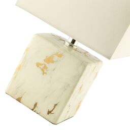 Happy Homewares Designer Square Ceramic Table Lamp with Gold Marble Effect Finish - thumbnail 5