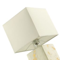 Happy Homewares Designer Square Ceramic Table Lamp with Gold Marble Effect Finish - thumbnail 3