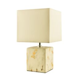 Happy Homewares Designer Square Ceramic Table Lamp with Gold Marble Effect Finish - thumbnail 2