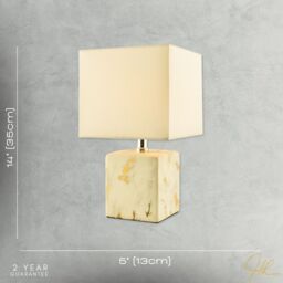 Happy Homewares Designer Square Ceramic Table Lamp with Gold Marble Effect Finish - thumbnail 7