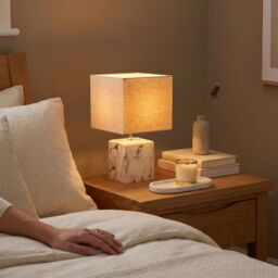 Happy Homewares Designer Square Ceramic Table Lamp with Gold Marble Effect Finish - thumbnail 6