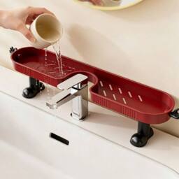 KORVIXA Red Faucet Sink Shelf No-Drill Sink - thumbnail 5