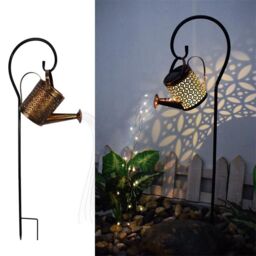 Leaper Solar Powered Watering Can Garden Light Small Or Large in Gold - thumbnail 4