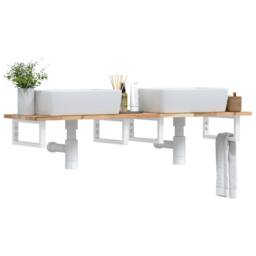 Berkfield Home Elegant Basin Shelf Wall Mounted Steel & Solid Wood Acacia in Brown - thumbnail 2