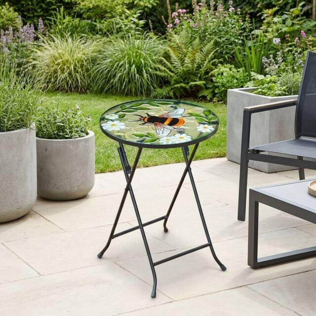 Garden Greatness Haxton Bumble Bee Glass Garden Table - Size: 1 Pack - image 1
