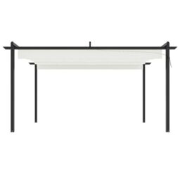 Berkfield Home Garden Gazebo with Retractable Roof 4x3 m Cream in Beige - thumbnail 3