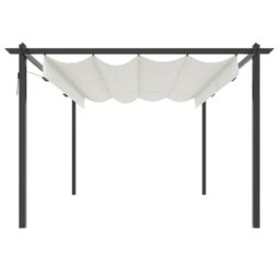 Berkfield Home Garden Gazebo with Retractable Roof 4x3 m Cream in Beige - thumbnail 4