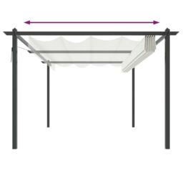 Berkfield Home Garden Gazebo with Retractable Roof 4x3 m Cream in Beige - thumbnail 5
