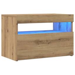 Berkfield Home TV Cabinets with LED Lights 2 pcs Artisan Oak Engineered Wood in Light Tan - thumbnail 5