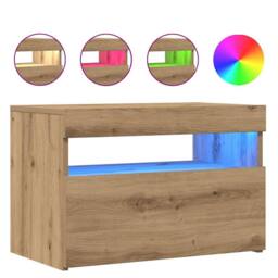 Berkfield Home TV Cabinets with LED Lights 2 pcs Artisan Oak Engineered Wood in Light Tan - thumbnail 8