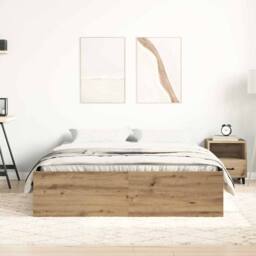 Berkfield Home Bed Frame Frame Artisan Oak 120x190cm Small Double Wood in Brown - thumbnail 3