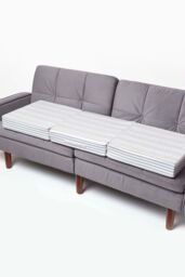 Homescapes Quilted Cotton 3 Seater Orthopaedic Booster Cushion Cover in Grey - thumbnail 2