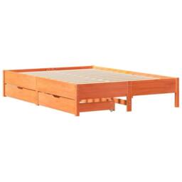 Berkfield Home Bed Frame without Mattress Wax Brown 120x190 cm Small Double Solid Wood Pine - thumbnail 3