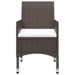 Berkfield Home 3 Piece Garden Bistro Set Poly Rattan & Tempered Glass Brown - thumbnail 5