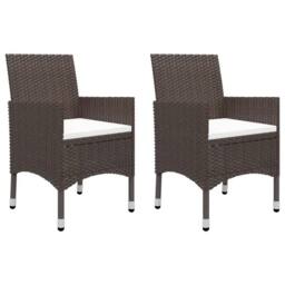Berkfield Home 3 Piece Garden Bistro Set Poly Rattan & Tempered Glass Brown - thumbnail 3
