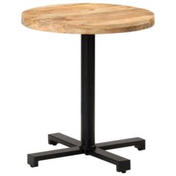 Berkfield Home Bistro Table Round Ã˜70x75 cm Rough Mango Wood in Brown - Size: 70x75 cm - thumbnail 1