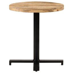 Berkfield Home Bistro Table Round Ã˜70x75 cm Rough Mango Wood in Brown - Size: 70x75 cm - thumbnail 2