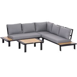 OUTSUNNY 4 PCS Garden Furniture Conversation Set with Loveseat Table in Grey - thumbnail 2