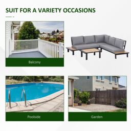 OUTSUNNY 4 PCS Garden Furniture Conversation Set with Loveseat Table in Grey - thumbnail 5