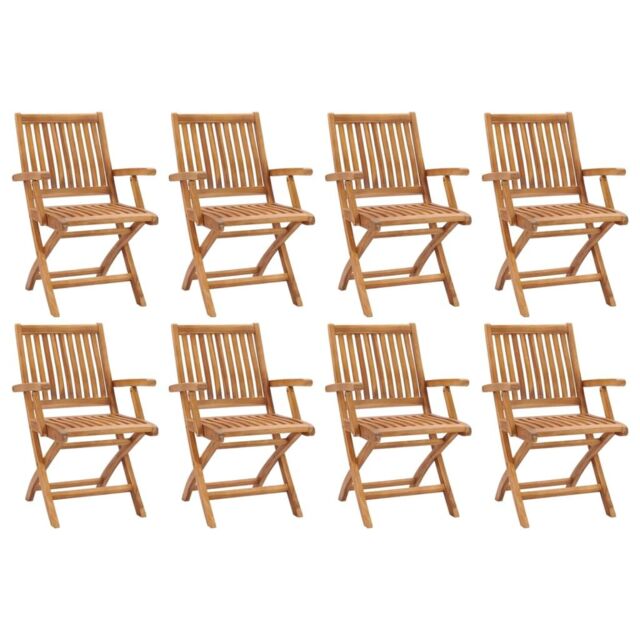 Berkfield Home Folding Garden Chairs 8 pcs Solid Teak Wood in Brown - image 1