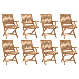 Berkfield Home Folding Garden Chairs 8 pcs Solid Teak Wood in Brown - thumbnail 1