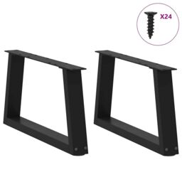 Berkfield Home Dining Table Legs V-Shape 2 pcs Black 60x(30-31.3) cm Steel - thumbnail 3