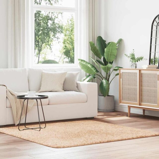 Berkfield Home Shaggy Rug High Pile NAVARRA Beige 160x160 cm Polyester - Size: Medium - image 1