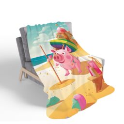 Warren Reed - Designer Fish On A Beach Holiday Sherpa Blanket in Yellow - Size: Large - thumbnail 2