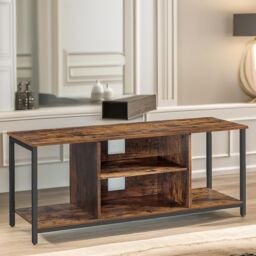 Pirlo Plush 120CM Wide TV Stand Cabinet With Open Shelves Rustic Brown Furniture - thumbnail 2