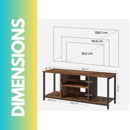 Pirlo Plush 120CM Wide TV Stand Cabinet With Open Shelves Rustic Brown Furniture - thumbnail 6