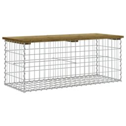 Berkfield Home Garden Bench Gabion Design 103x44x42 cm Impregnated Wood Pine in Brown - Size: 103 x 44 x 42 cm - thumbnail 2