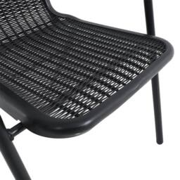 Living and Home 6-Pack Stackable Vintage Rattan Armchairs - Black Outdoor Patio Dining Set for Garden - thumbnail 8
