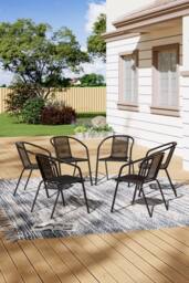 Living and Home 6-Pack Stackable Vintage Rattan Armchairs - Black Outdoor Patio Dining Set for Garden - thumbnail 1