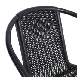 Living and Home 6-Pack Stackable Vintage Rattan Armchairs - Black Outdoor Patio Dining Set for Garden - thumbnail 7