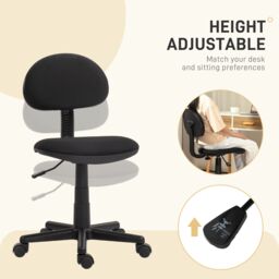 HOMCOM Armless Office Chair with Adjustable Height 360 Swivel Wheels Black - thumbnail 4