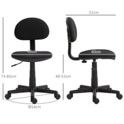HOMCOM Armless Office Chair with Adjustable Height 360 Swivel Wheels Black - thumbnail 3