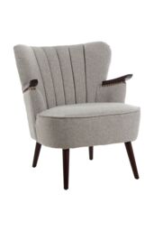 Orsina Comfortable Grey Lounge Chair With Curved Backrest, Spacious & Modern Highback Room Chair For Bedrooms in Light Grey - thumbnail 2