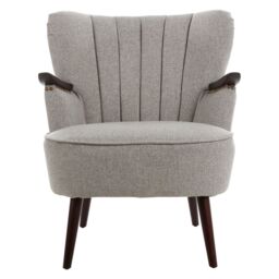 Orsina Comfortable Grey Lounge Chair With Curved Backrest, Spacious & Modern Highback Room Chair For Bedrooms in Light Grey - thumbnail 6