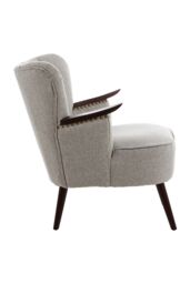 Orsina Comfortable Grey Lounge Chair With Curved Backrest, Spacious & Modern Highback Room Chair For Bedrooms in Light Grey - thumbnail 3