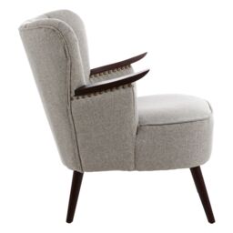 Orsina Comfortable Grey Lounge Chair With Curved Backrest, Spacious & Modern Highback Room Chair For Bedrooms in Light Grey - thumbnail 5