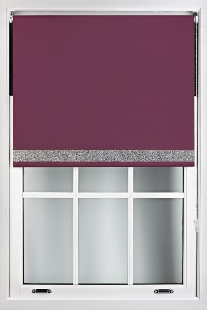 Furnished Aubergine Blackout Fabric with Silver Glitter Accent - Trimmable Roller Blind - Size: 175 cm width x 210 cm drop - image 1