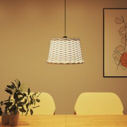 Berkfield Home Ceiling Lamp Shade White √ò40x26 cm Wicker - Size: 40x26 cm - thumbnail 3