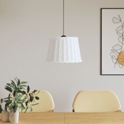 Berkfield Home Ceiling Lamp Shade White √ò40x26 cm Wicker - Size: 40x26 cm