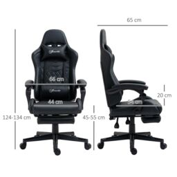 Racing Gaming Chair w/ Arm, Faux Leather Gamer Recliner Home Office - thumbnail 4